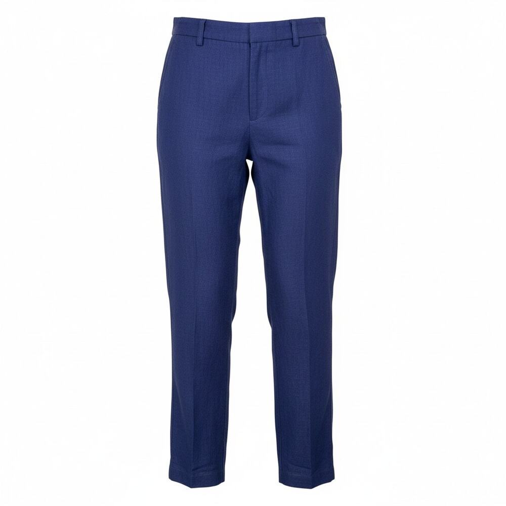 Coldwater Creek Women's Size 10P Blue Linen Mid-Rise Straight-Leg Trouser Pant